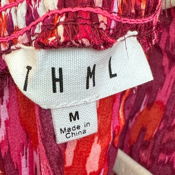 THML Burgundy Breanna Abstract Print Blouse Puff Sleeve - Picture 10 of 10